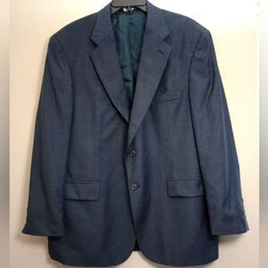 Bill Blass Navy Blue Blazer Jacket 100% Wool Size 44 Short